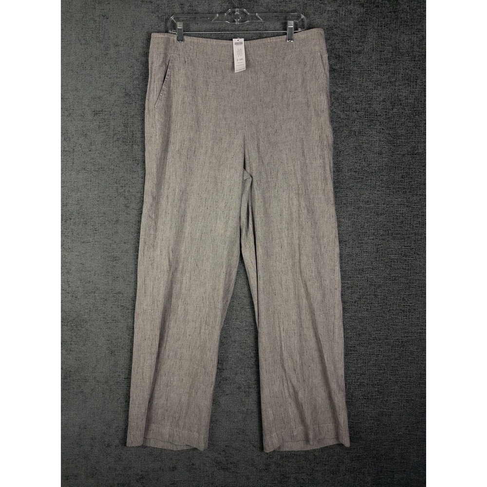 NWT Chicos Wide Leg Pants Womens 14 Tan Linen Blend Office Career Trousers